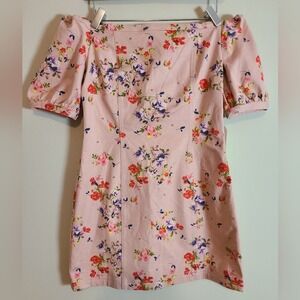 Leith NWT Pink Floral Off Shoulder Mini Dress Medium